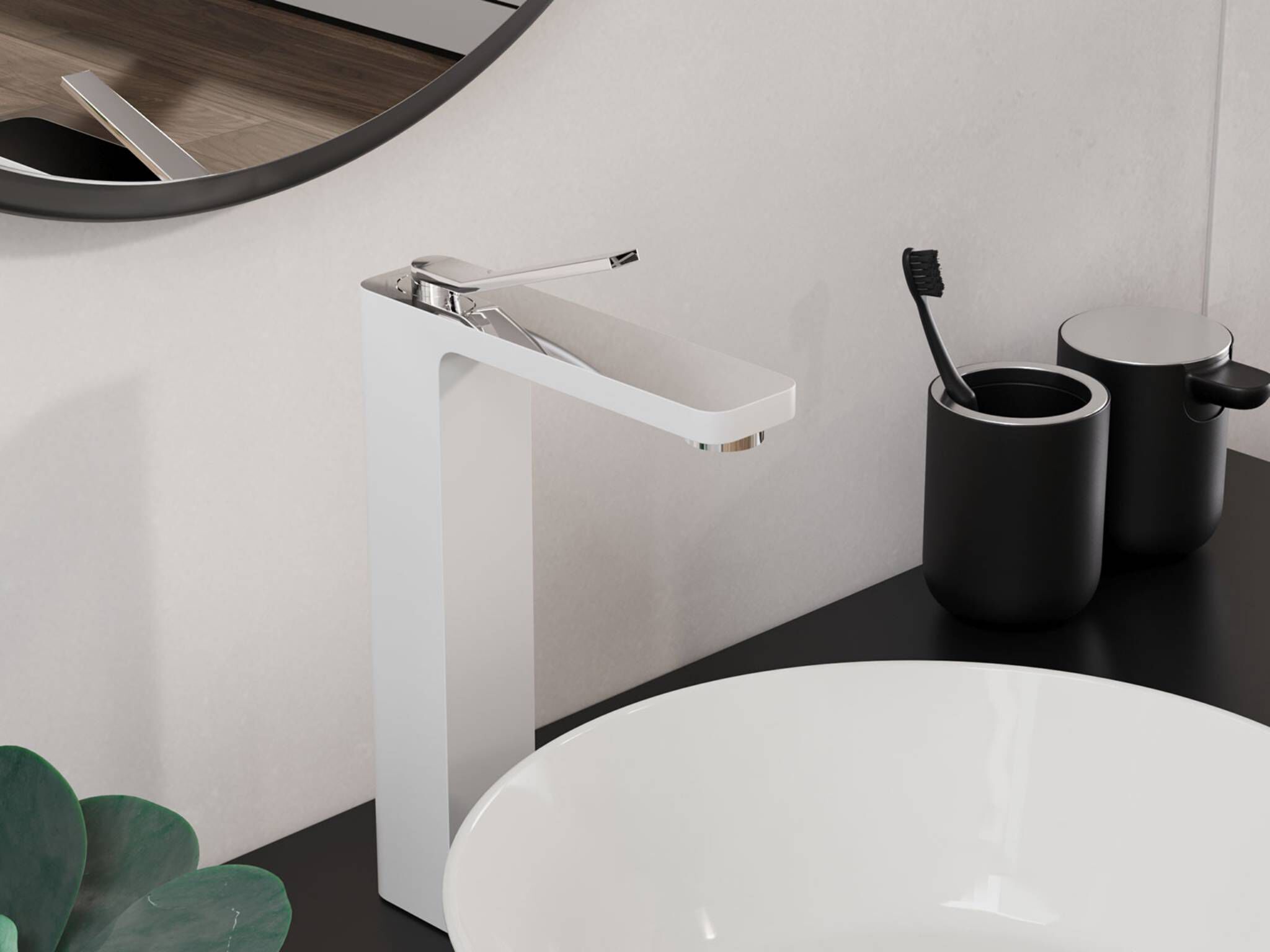 Llave Monomando Alta Para Lavabo L&iacute;nea Siena En Cromo Blanco,,hi-res image number null