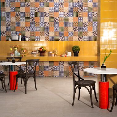 Comedor Dots Amarillo con Azul