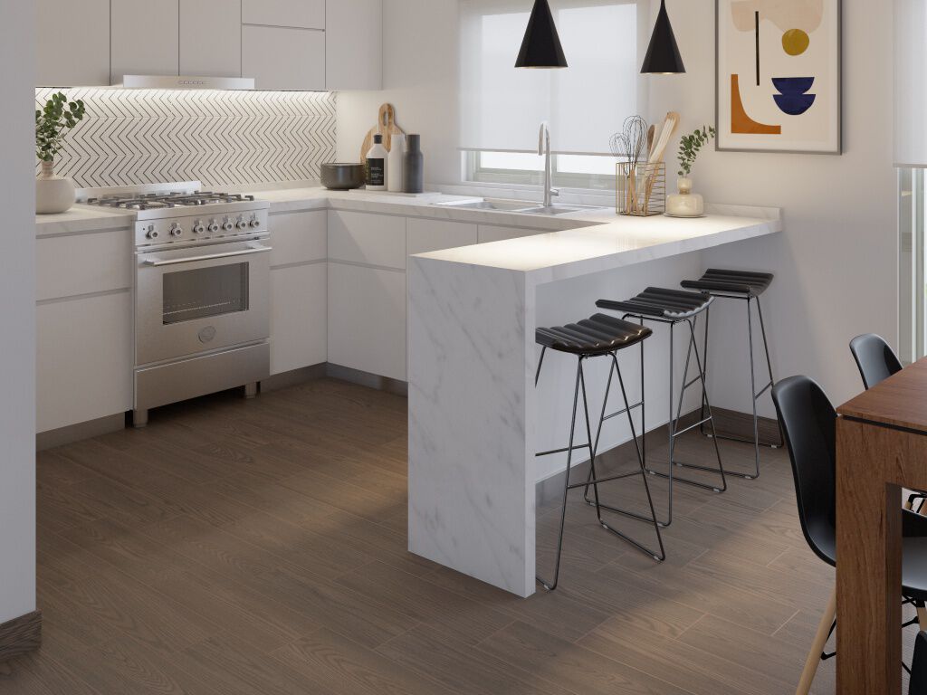 Cocina Alpino Blanco con Caf&eacute;,,hi-res