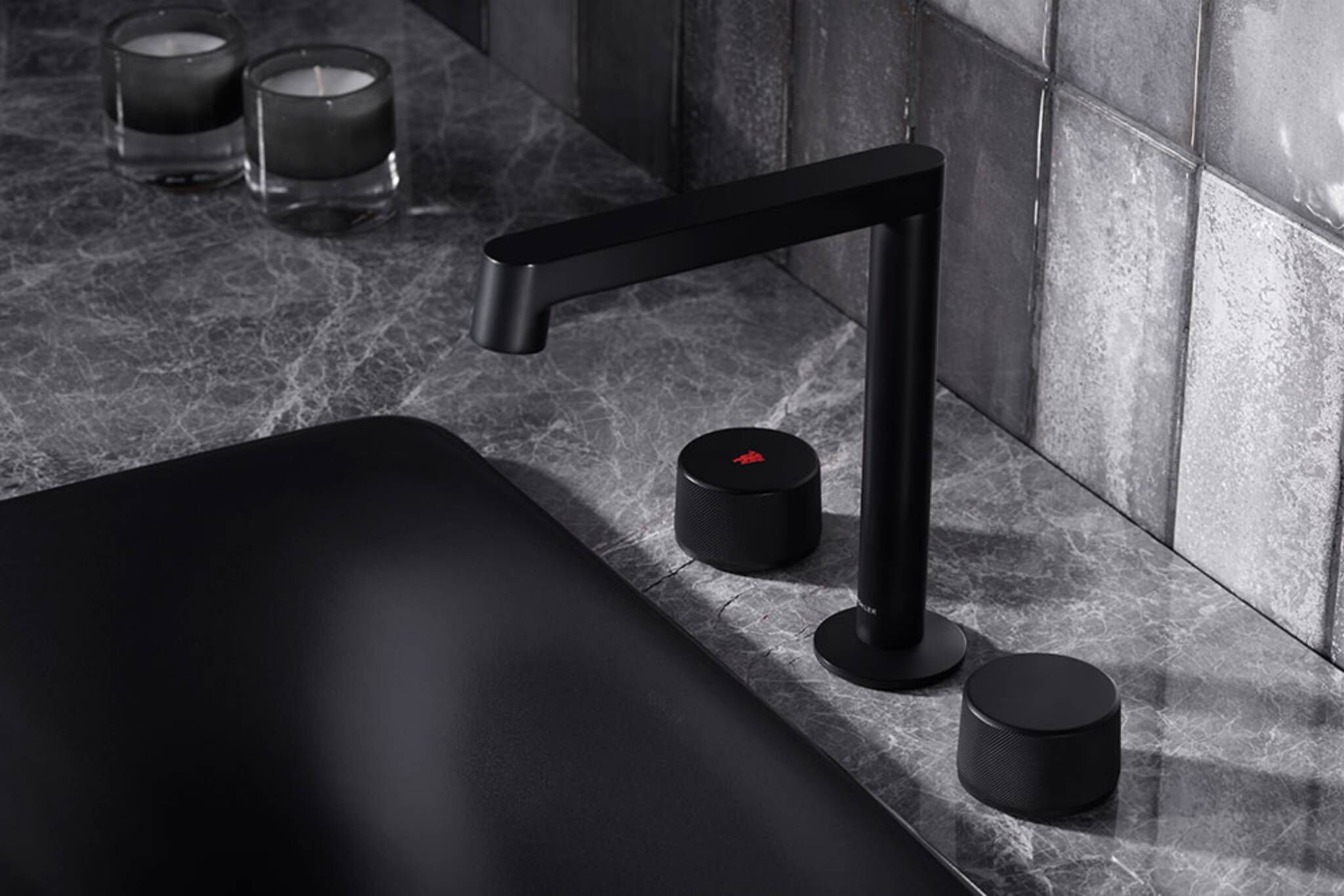 Llave Duomando Cuadrada Para Lavabo L&iacute;nea Components En Negro Mate,,hi-res image number null