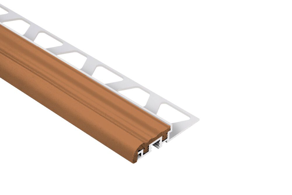 Perfil de aluminio con aplicaci&oacute;n de caucho para escalera TREP-S 10mm nut brown,,hi-res image number null