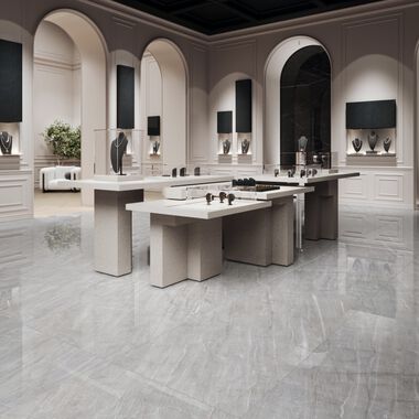 Uso Comercial Marble Slab Gris con Negro