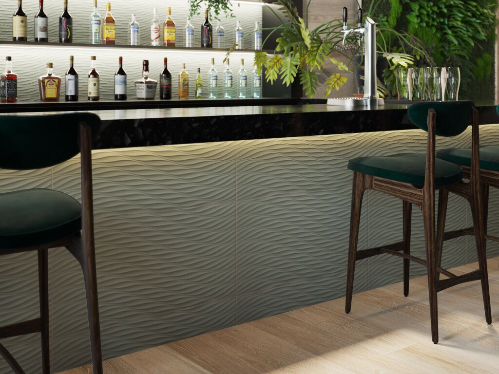 Uso Comercial 3D Wall Beige con Verde,,hi-res