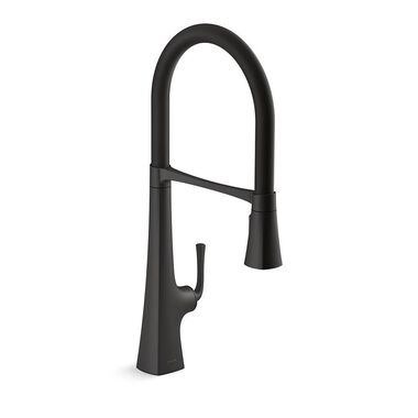 Llave monomando retr&aacute;ctil de cocina l&iacute;nea Graze en negro mate