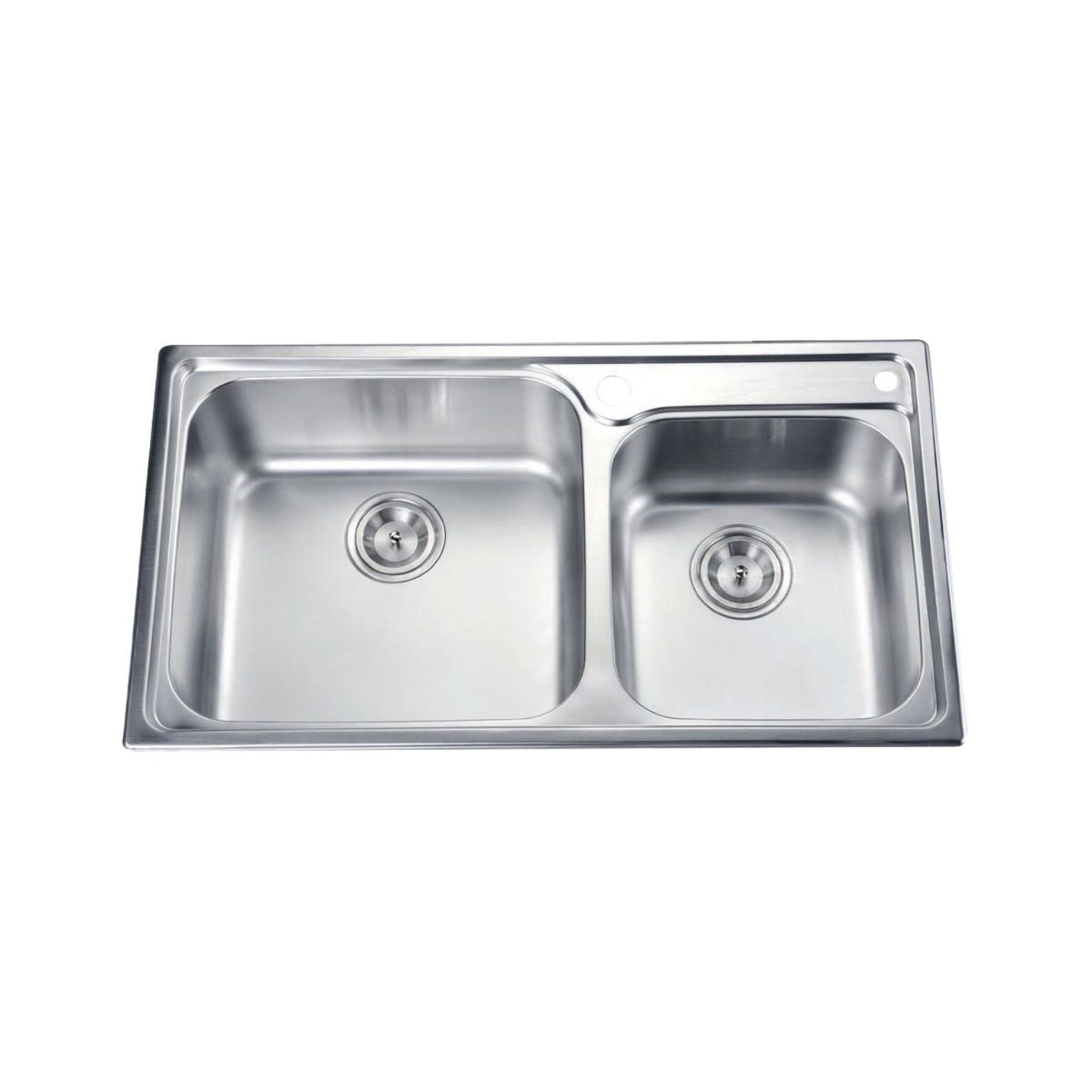 Tarja de dos tinas sobrecubierta l&iacute;nea Pav&iacute;a&reg; en acero inoxidable,,hi-res image number null