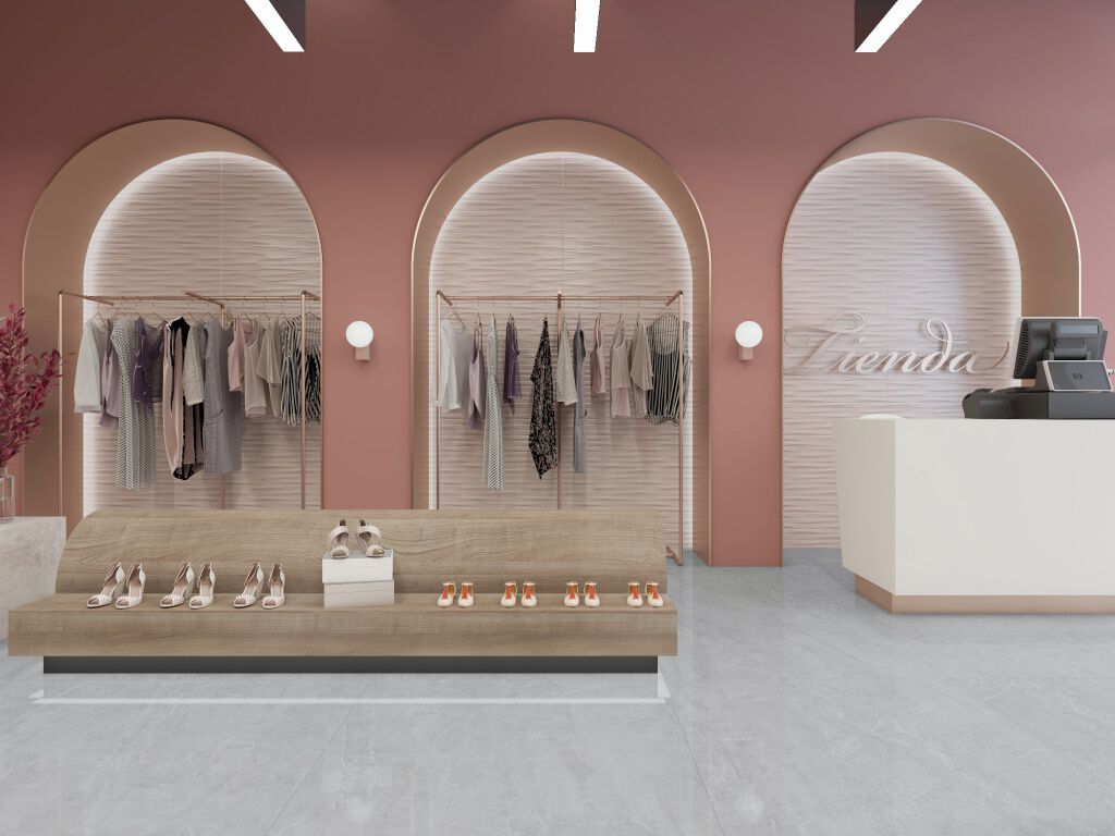 Uso Comercial 3D Wall Gris con Rosa,,hi-res