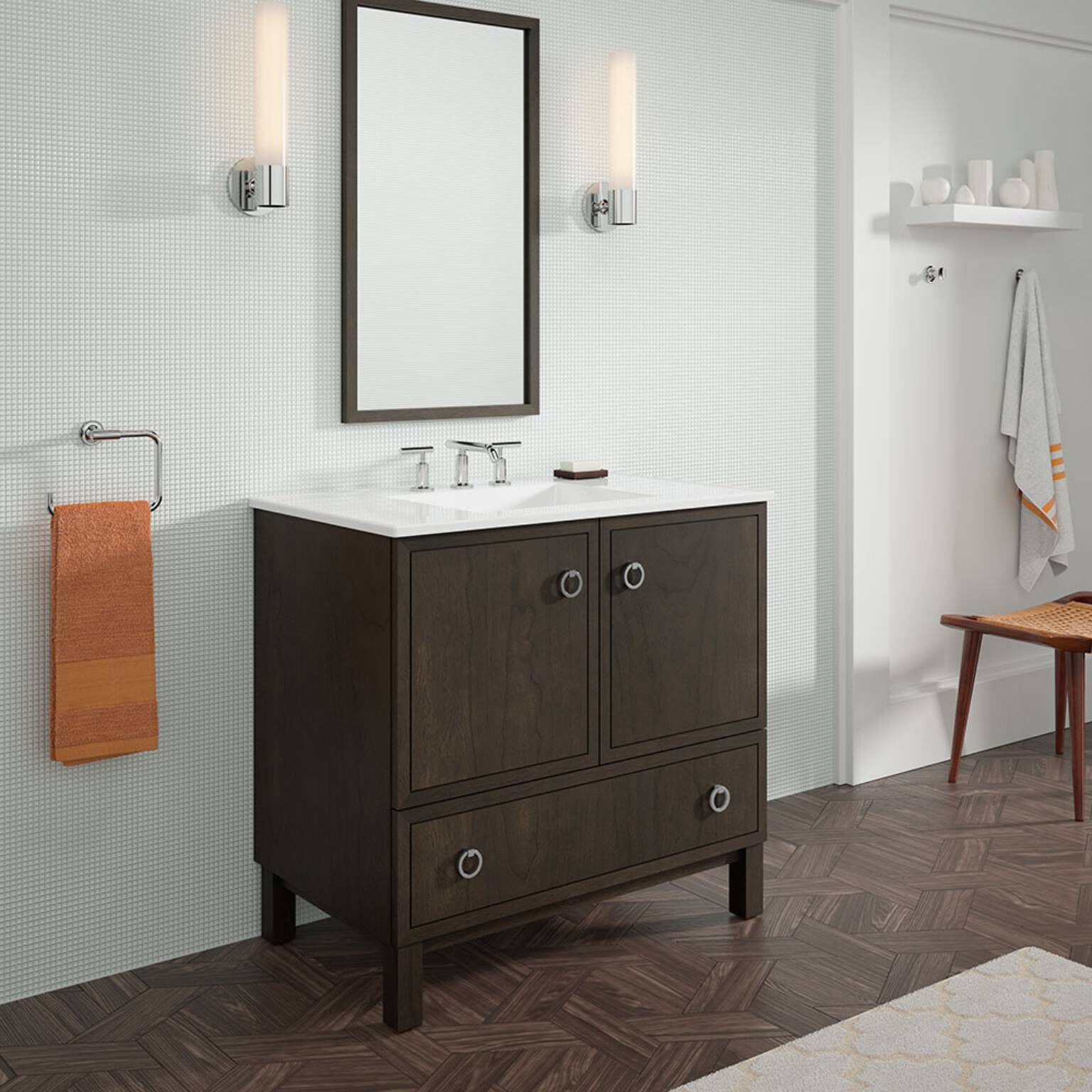 Vanity Jacquard para cuarto de baño gris,,hi-res image number null