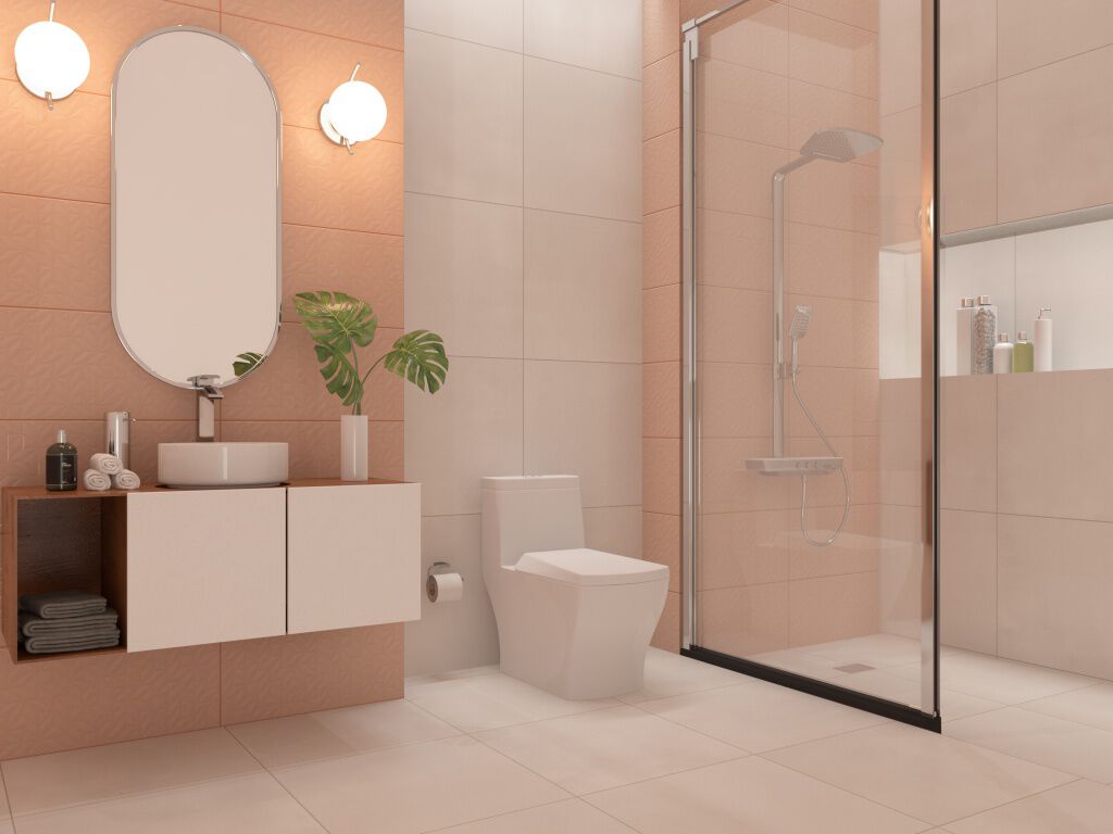 Baño Kirigami Beige con Rosa,,hi-res