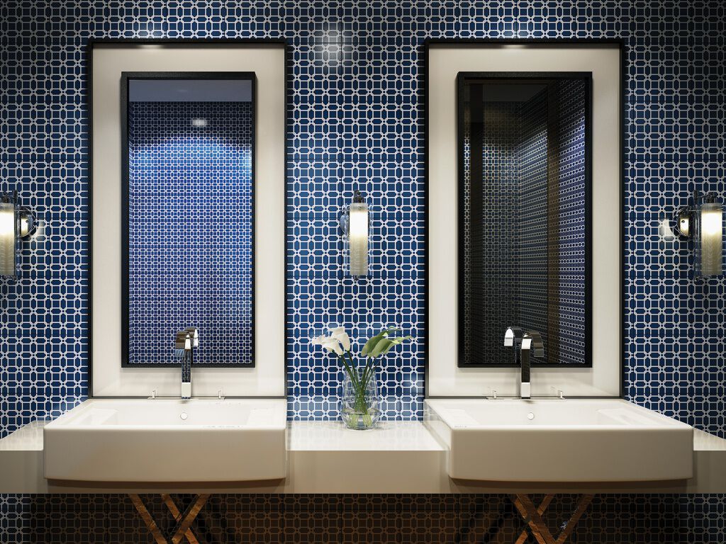 Baño Dots Azul con Blanco,,hi-res