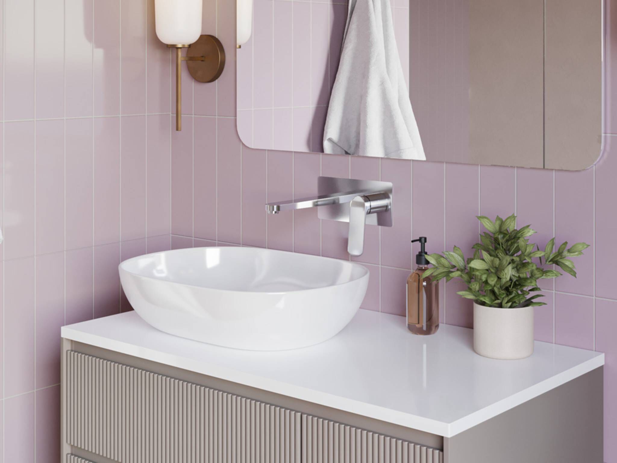 Llave De Muro Para Lavabo L&iacute;nea Duna En Cromo Pulido,,hi-res image number null