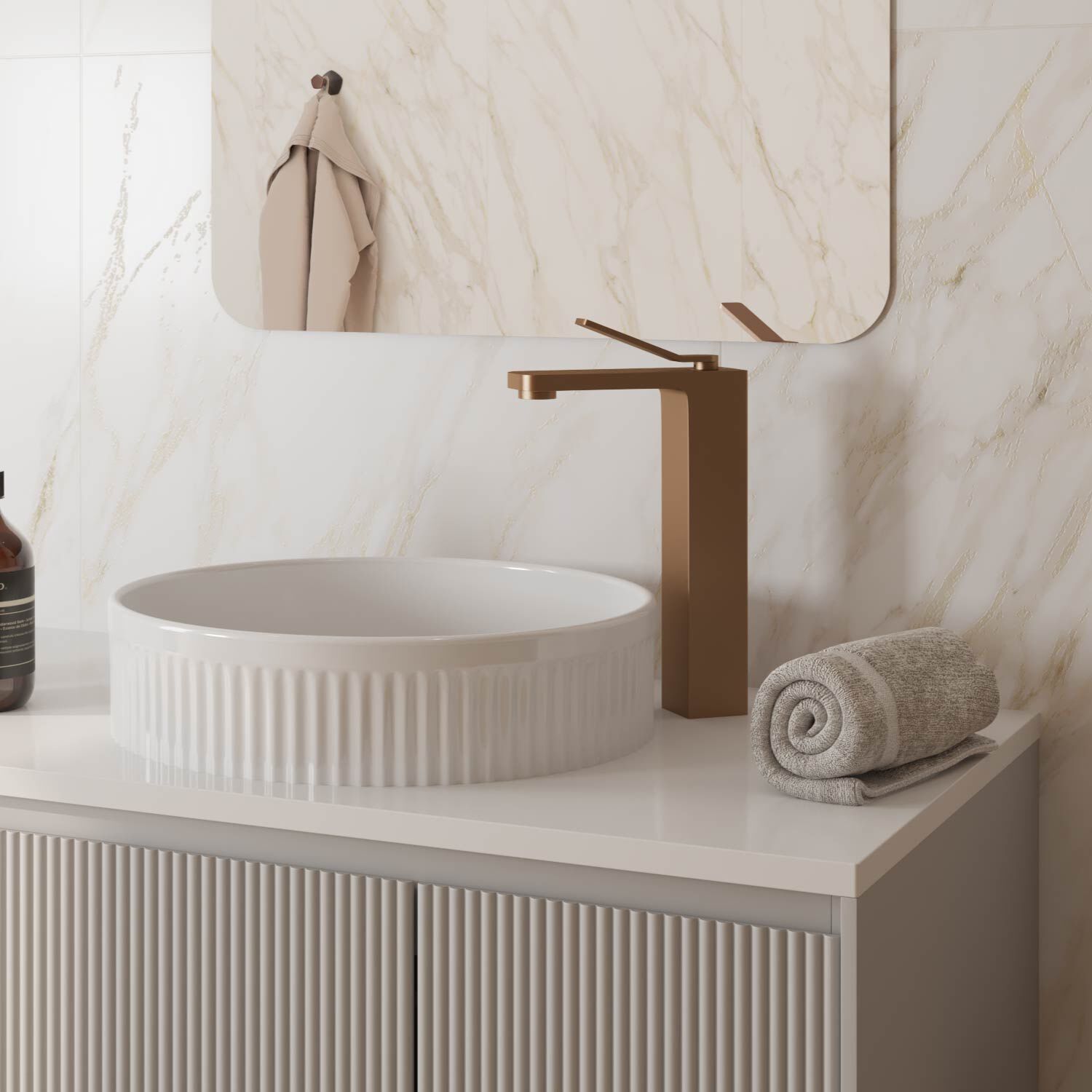 Llave siena monomando alta para lavabo bronce,,hi-res image number null