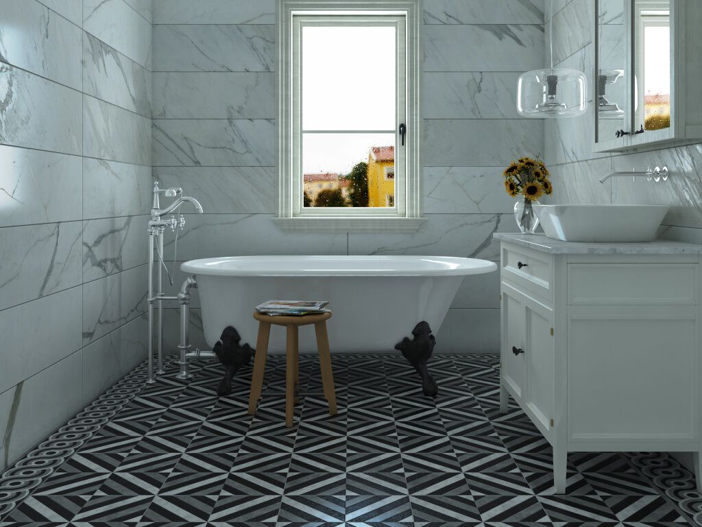 Baño Cementine Blanco con Gris,,hi-res