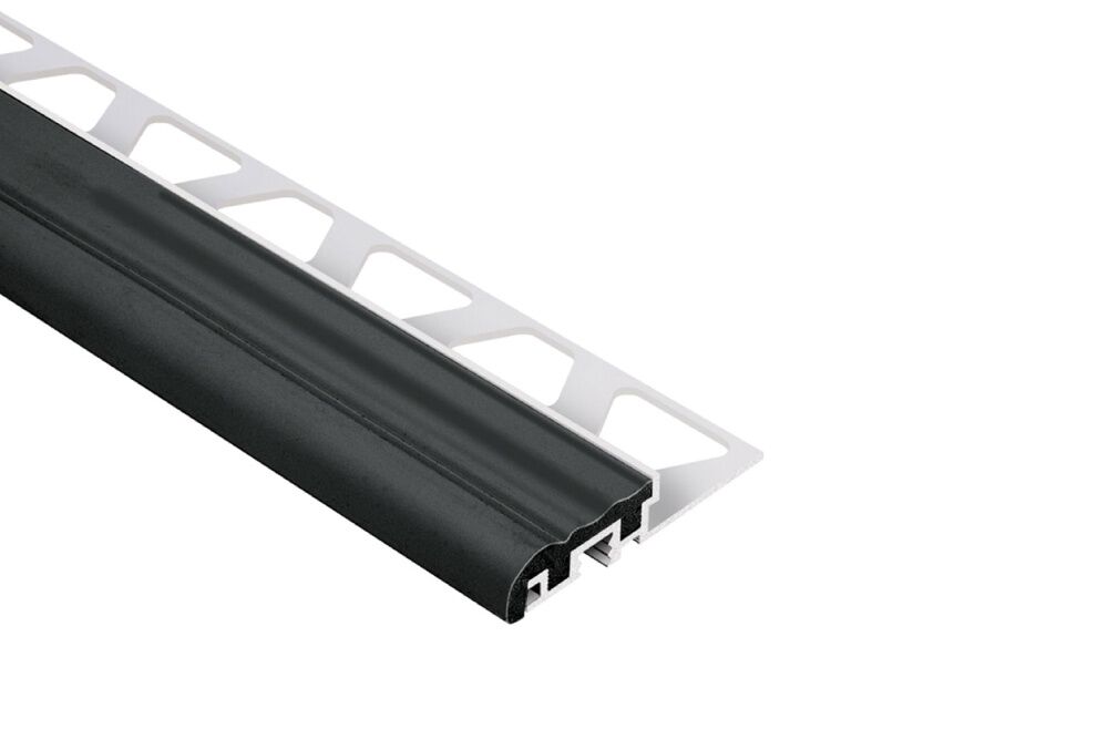 Perfil de aluminio con aplicación de caucho para escalera TREP-S 10mm black,,hi-res image number null