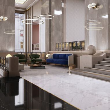 Uso Comercial Marble Slab Blanco, Gris y Negro