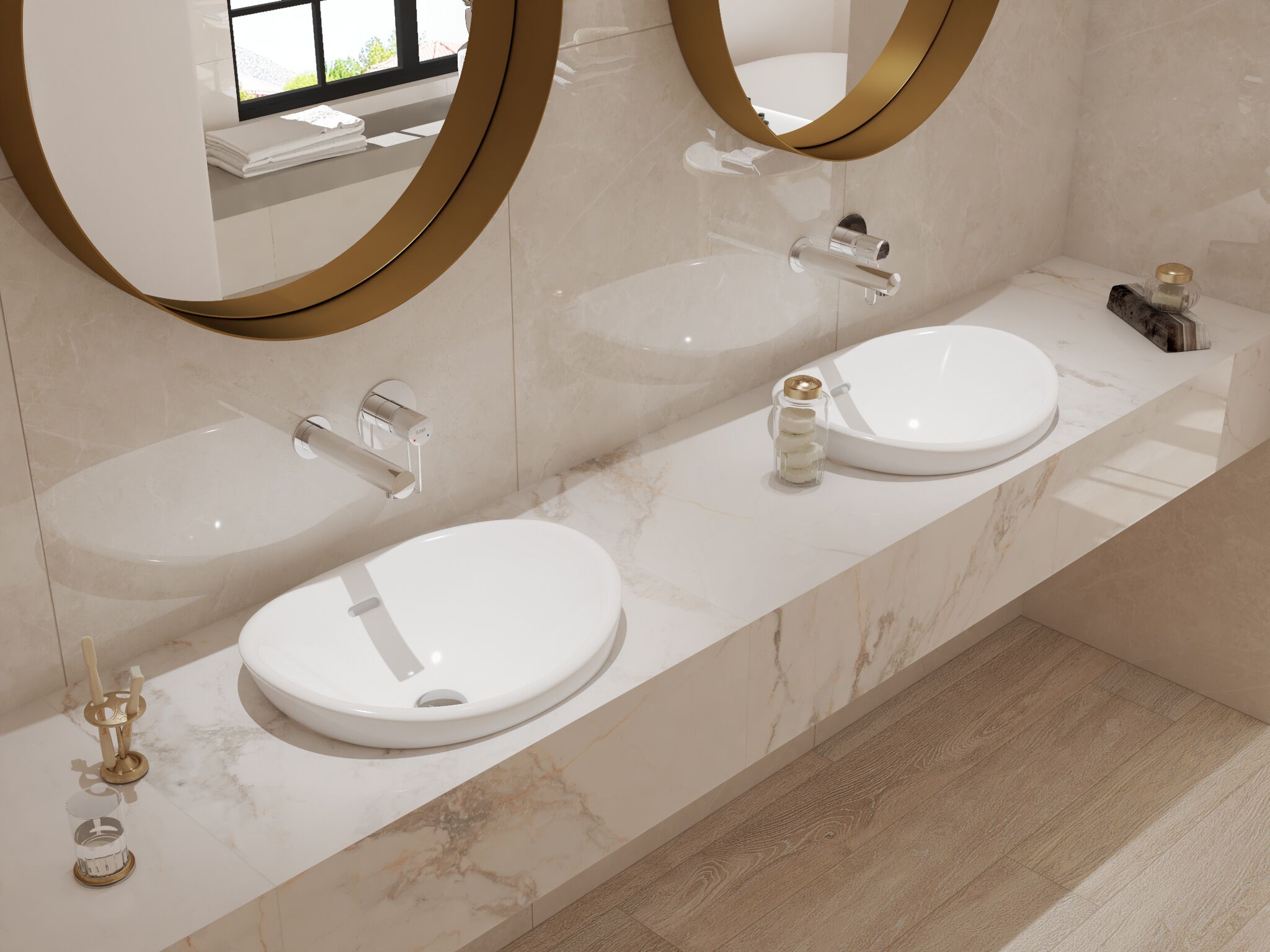 Lavabo H&iacute;brido L&iacute;nea Essen Round En Blanco Aperlado,,hi-res image number null