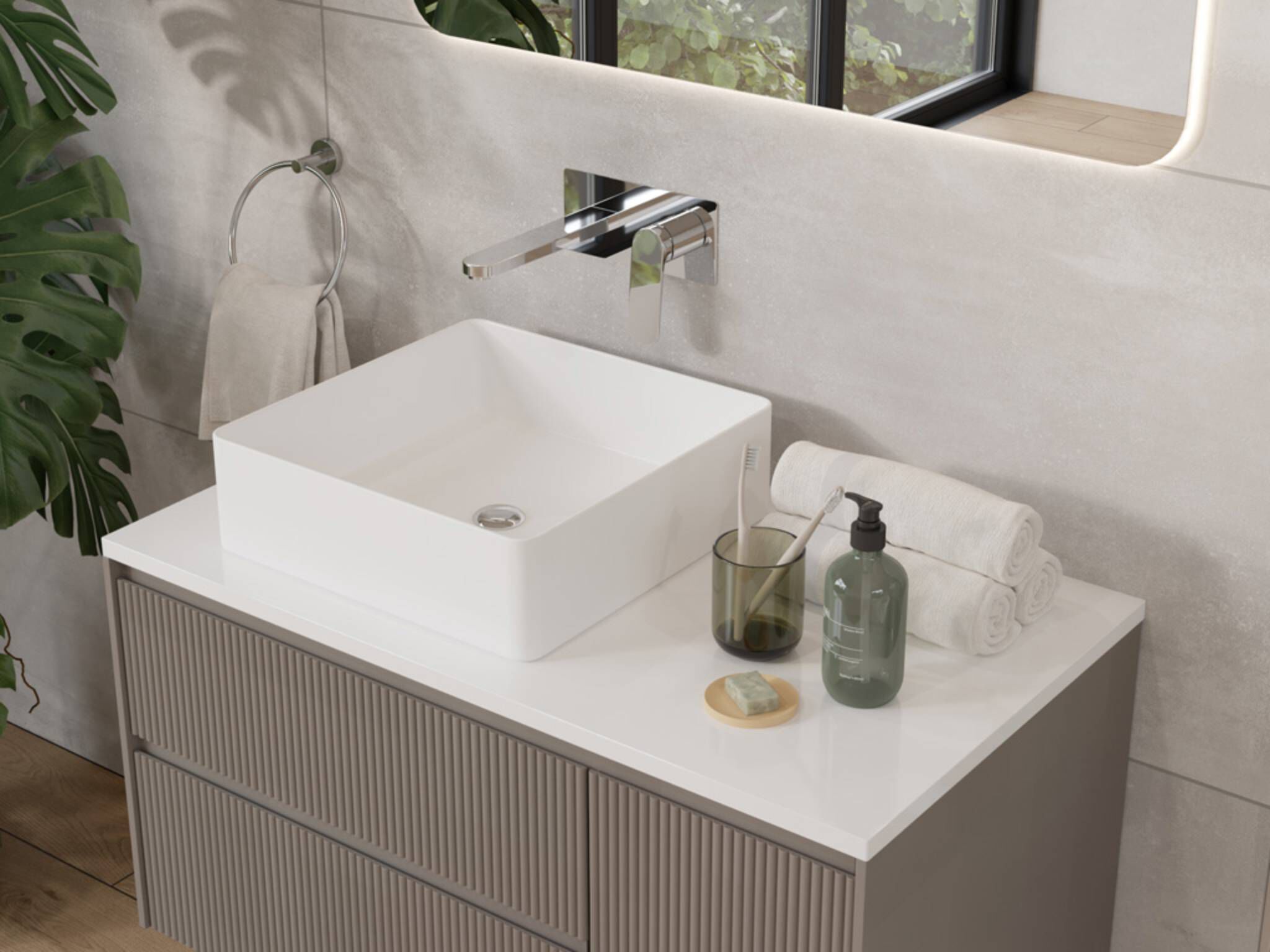 Lavabo De Sobrecubierta L&iacute;nea Burdeos&reg; En Blanco Mate,,hi-res image number null