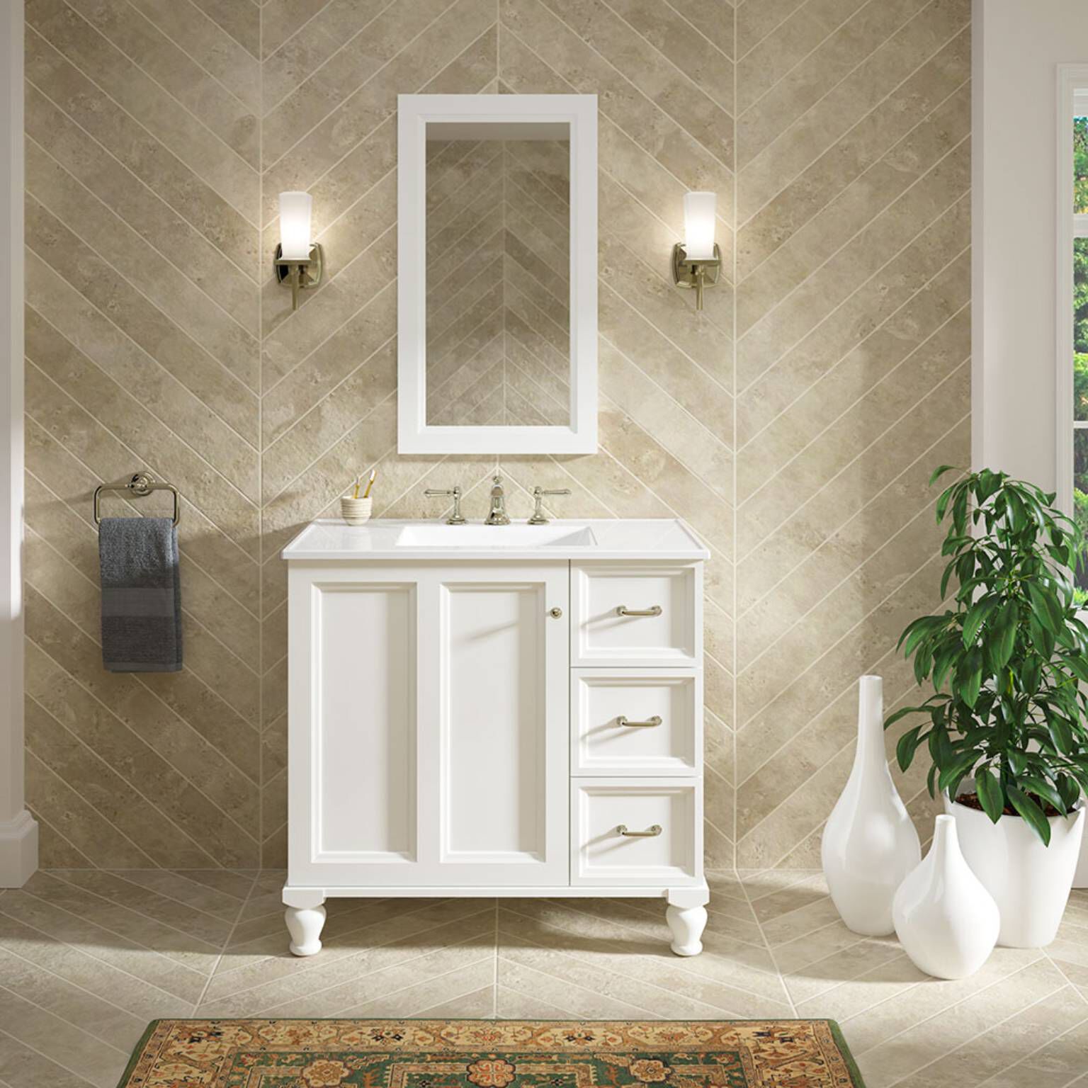 Vanity Damask para cuarto de baño blanco,,hi-res image number null