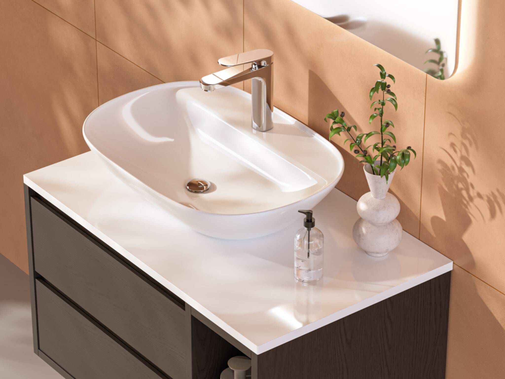 Lavabo Praga De Sobrecubierta Ovalado Grande Blanco,,hi-res image number null